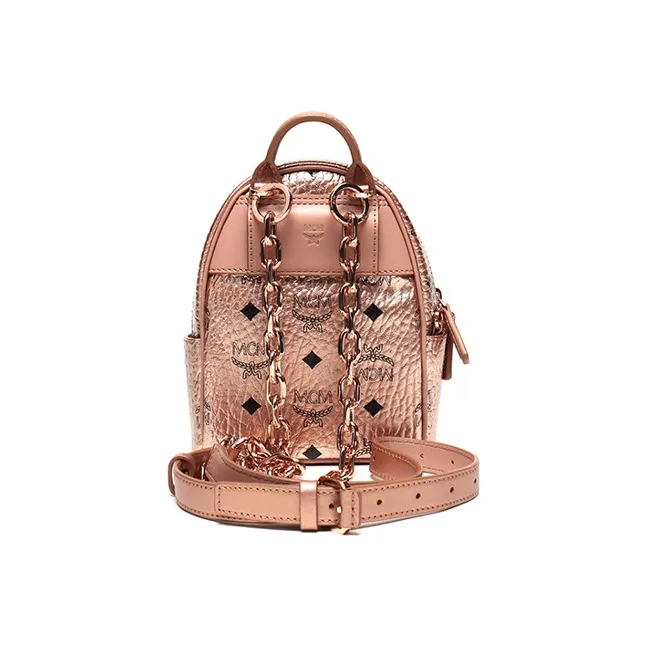 MCM Essential Visetos Origina Canvas Backpack Women's Champagne Gold-3