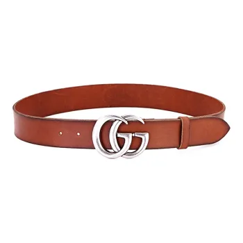 GUCCI Double G Palladium Buckle Leather Belt 1.5'W
