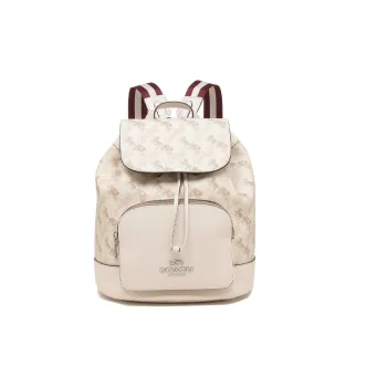 COACH Grained Leather Bucket Backpack Medium Size Women's White