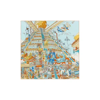 HERMES Silk Scarves Women's Orange/Blue