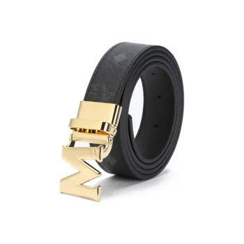 MCM Visetos Leather Belts Unisex Black