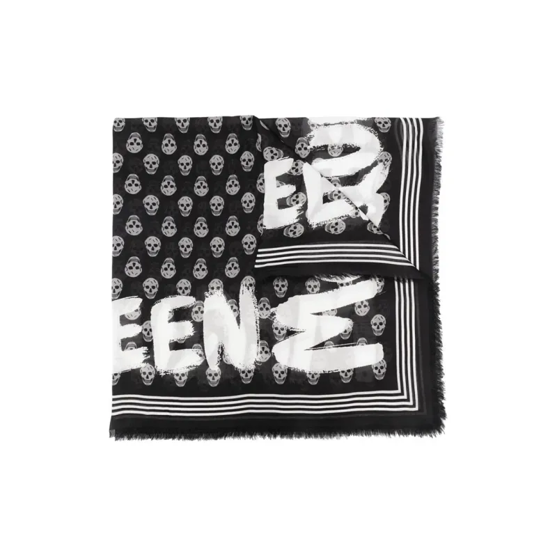 Alexander McQueen Graffiti Skull Printed Scarf-0