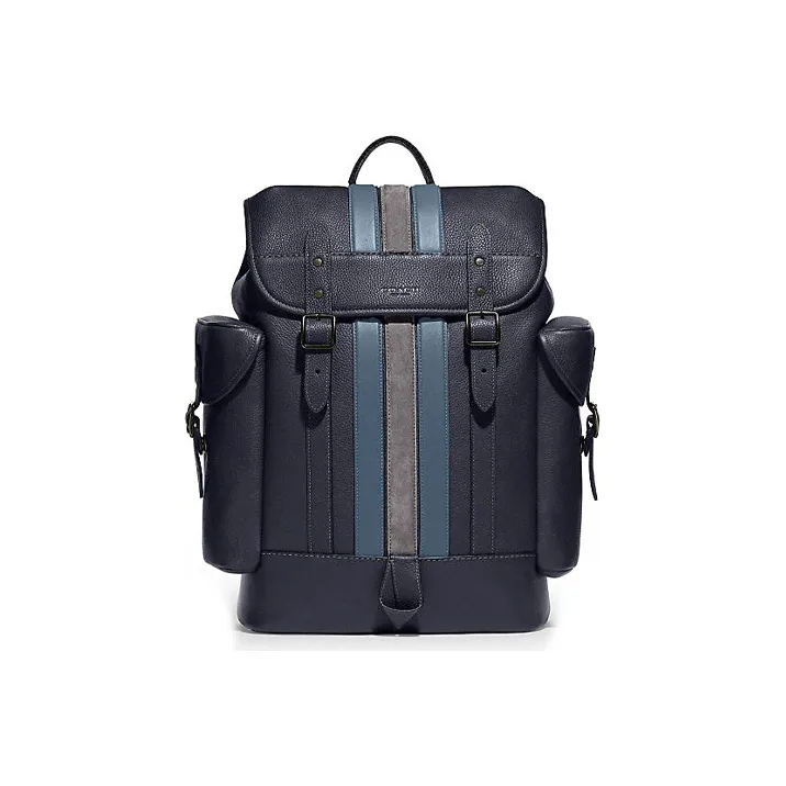 COACH Hitch Leather Backpack Tubas Unisex Midnight Black Multicolor-0
