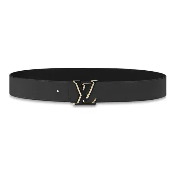 LOUIS VUITTON Cow Leather Leather Belts Men's Black Width  4cm
