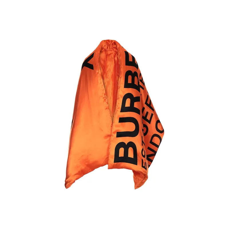 Burberry Silk Scarves Unisex Black, Orange-2