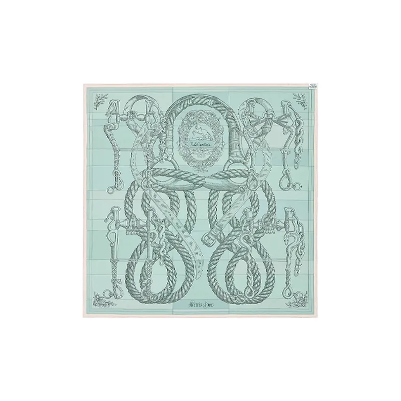 HERMES Della Cavalleria Silk Scarves Women's Green-1