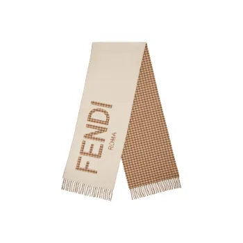 FENDI Wool Knit Scarves Unisex Cream