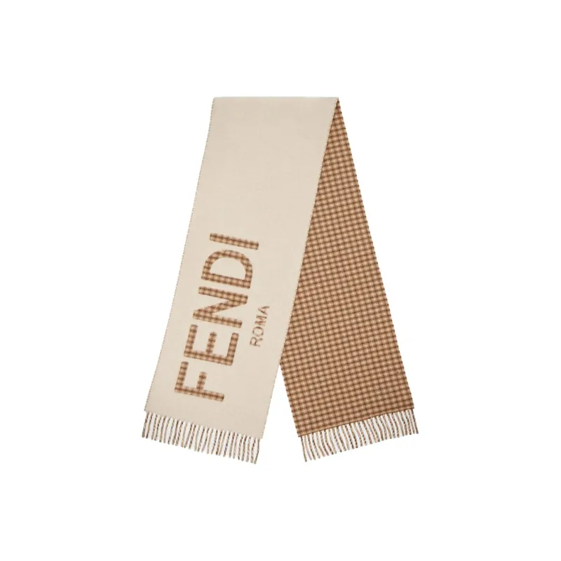 FENDI Wool Knit Scarves Unisex Cream-0