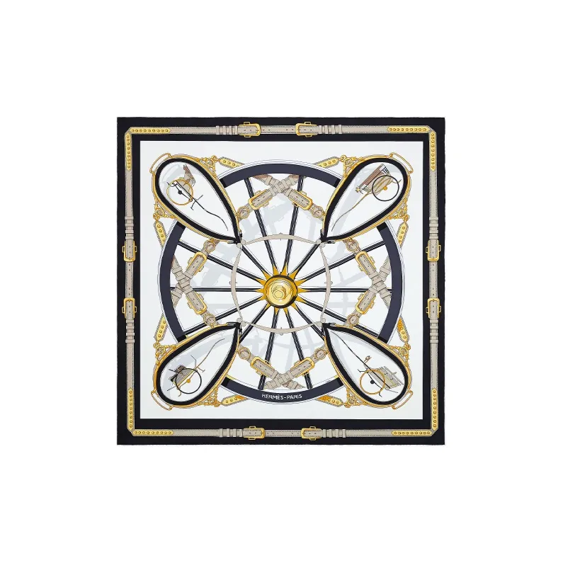 HERMES Silk Scarves Unisex Black-0