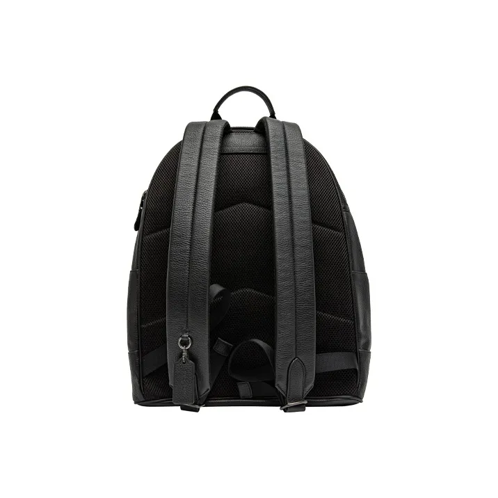COACH West Pebbled Leather Backpack Medium Size Men's Black & Brown Blue Stripes-2
