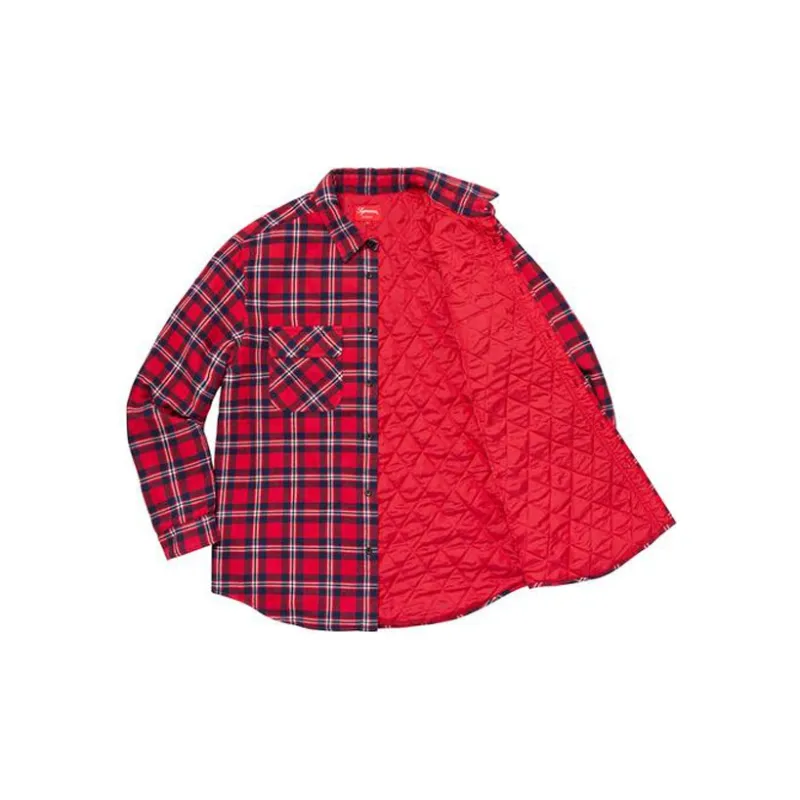 Supreme Arc Logo Quilted Flannel Shirt-2