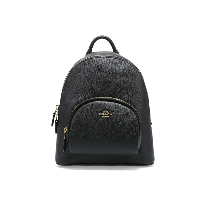 COACH Leather Backpack Small Size Women's Black-0