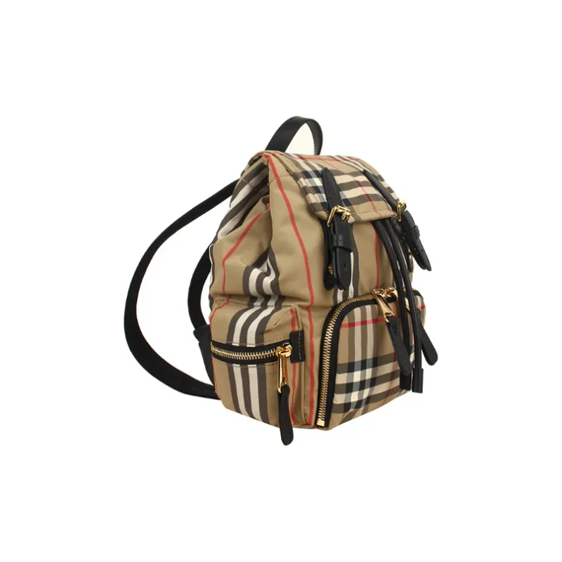 Burberry Vintage Fabric With Leather Backpack Small Size Women's Archive Beige-1
