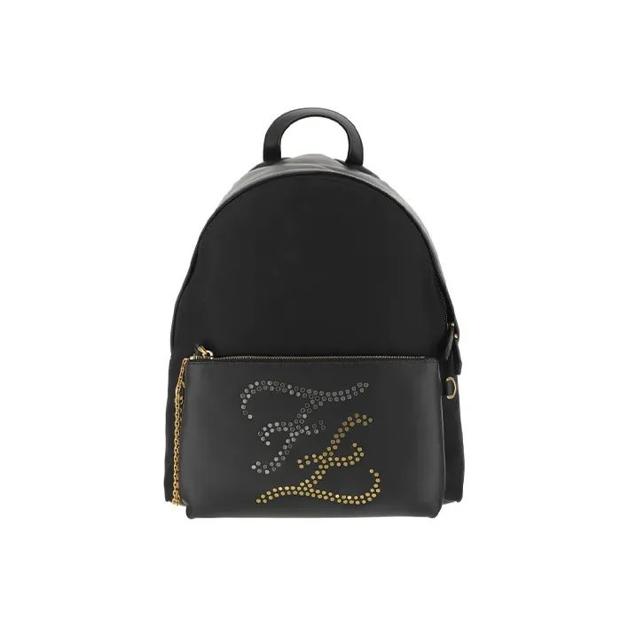 FENDI Leather Backpack Men's Black-0