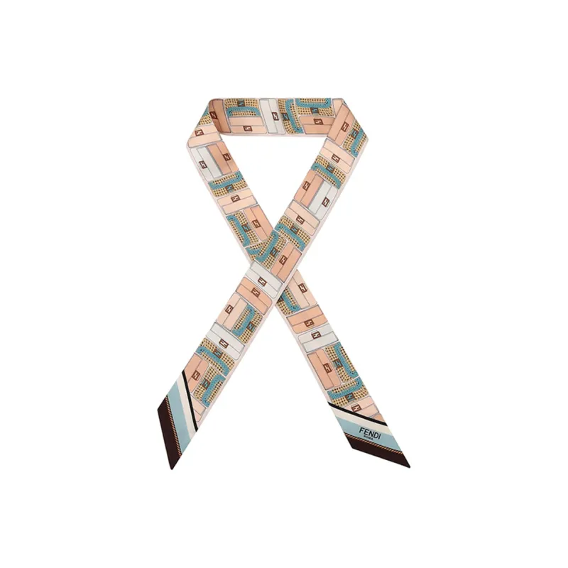 FENDI Baguette Silk Scarves Women's Light Blue Multicolor-0