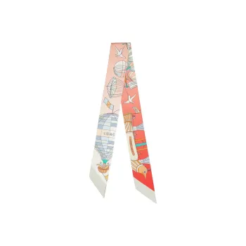 HERMES Small Silk Scarves Women's Garnet Red/Green/Multicolor