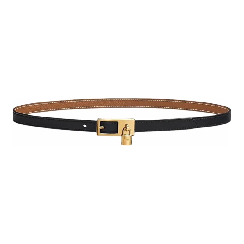 HERMES Lucky Gold Buckle Epsom Calfskin Double Sided Belt Women's Gold Width  1.5cm-1