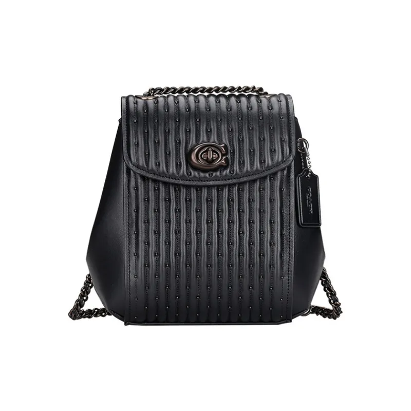 COACH Parker Sheepskin Backpack Mini Women's Black-0