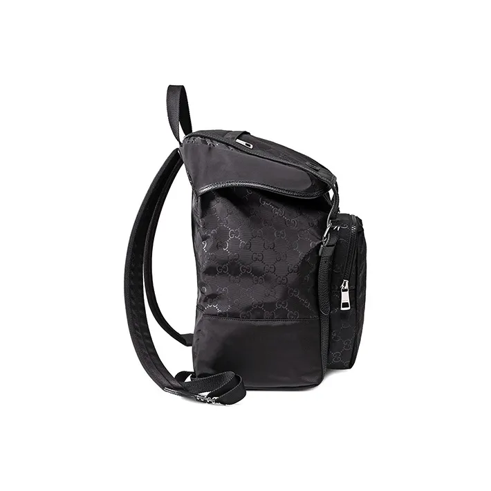GUCCI Nylon With Leather Backpack Men's Black-3