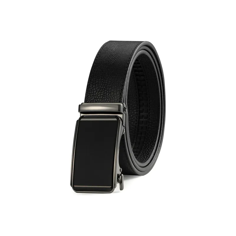 OMT Svens Collection Automatic Buckle Genuine Leather Suit Trouser Includes Dad Belt Men's Black-4