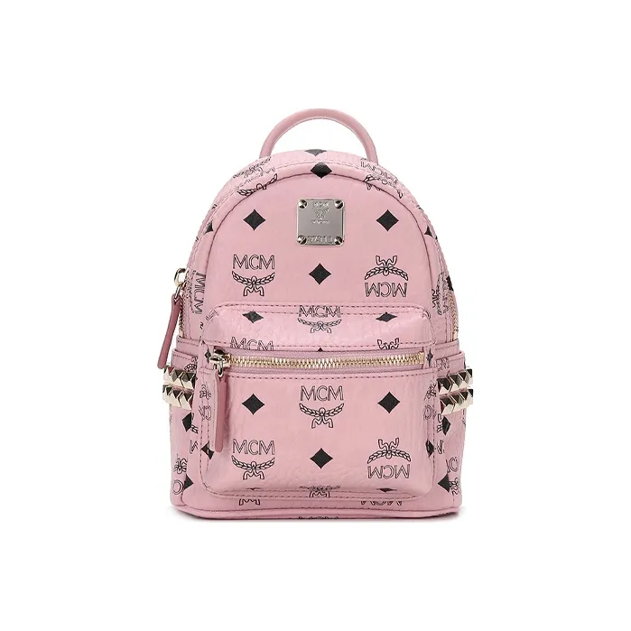 MCM Stark Bebe Boo Backpack Visetos Side Studs X Mini Soft Pink-0