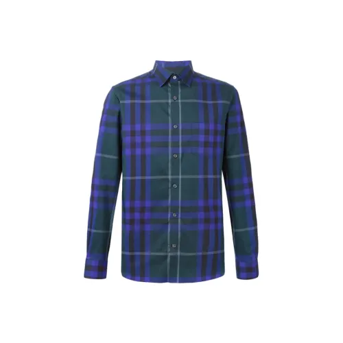 Burberry Shirts Men Dark Blue