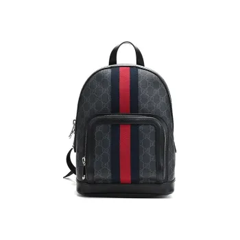GUCCI Canvas With Leather Backpack Men's Black