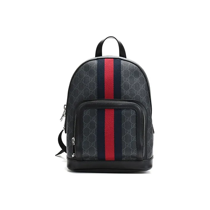 GUCCI Canvas With Leather Backpack Men's Black-0