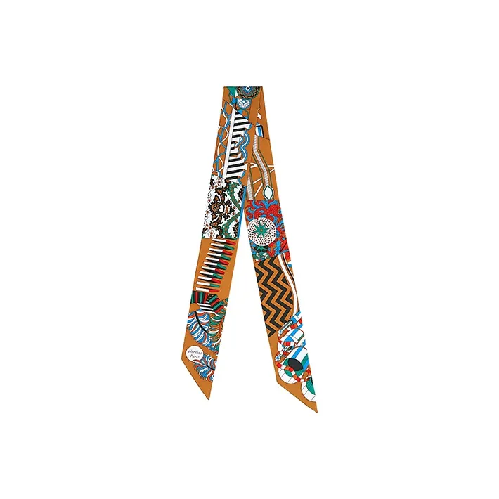 HERMES Silk Scarves Women's Caramel/Gold-0