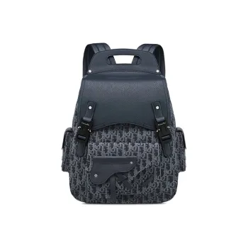 DIOR Saddle Calfskin Backpack Unisex Dark Blue