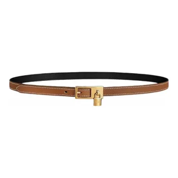 HERMES Lucky Gold Buckle Epsom Calfskin Double Sided Belt Women's Gold Width  1.5cm