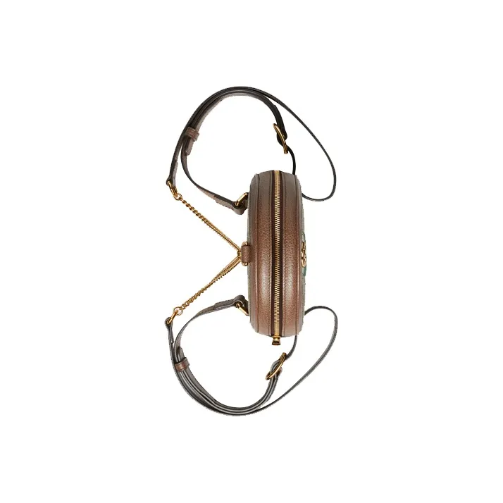 GUCCI Ophidia GG Monogram Mini Round Backpack Female Brown-4