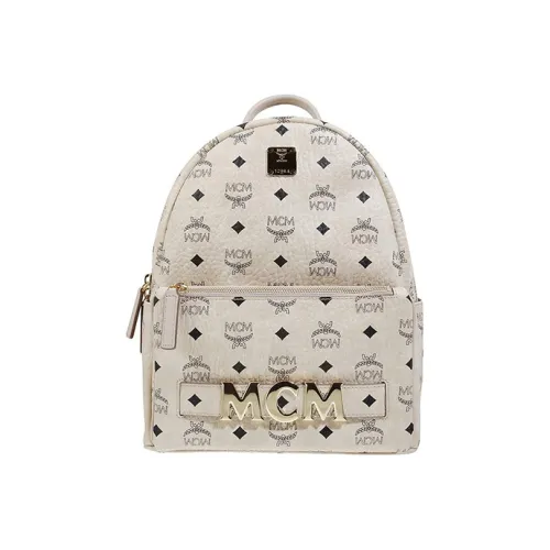MCM Artificial Leather, Leather Backpack Women's Ecru
