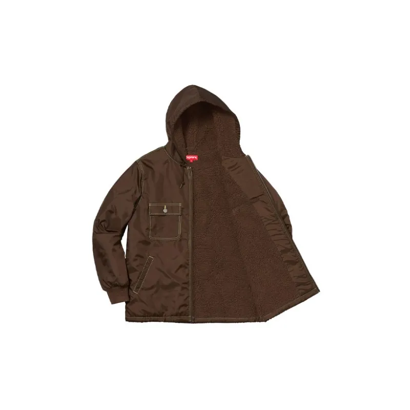 Supreme Sherpa Lined Nylon Zip Up Jacket-2
