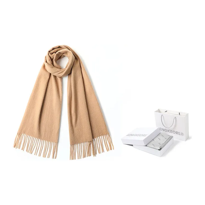 LENGKEORL Wool Knit Scarves Unisex Red-23