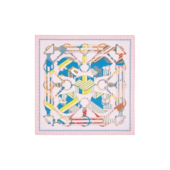 HERMES Tatersale En Zigzag Silk Scarves Women's Pink