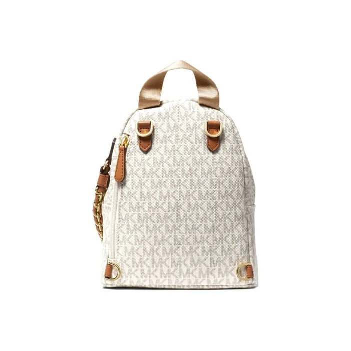MICHAEL KORS Canvas Backpack Mini Women's Vanilla White & Brown-1