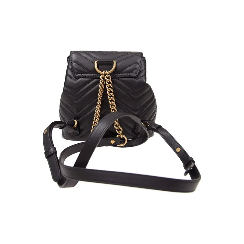 GUCCI GG Marmont Cow Leather Backpack Small Size Women's Black-2