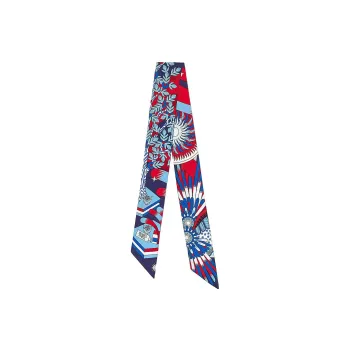 HERMES Silk Scarves Women's Marine Blue/Red/White