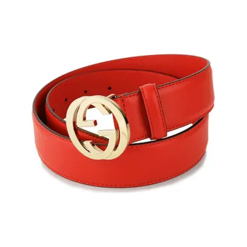 GUCCI Smooth Buckle Leather Belts Unisex Width  4cm