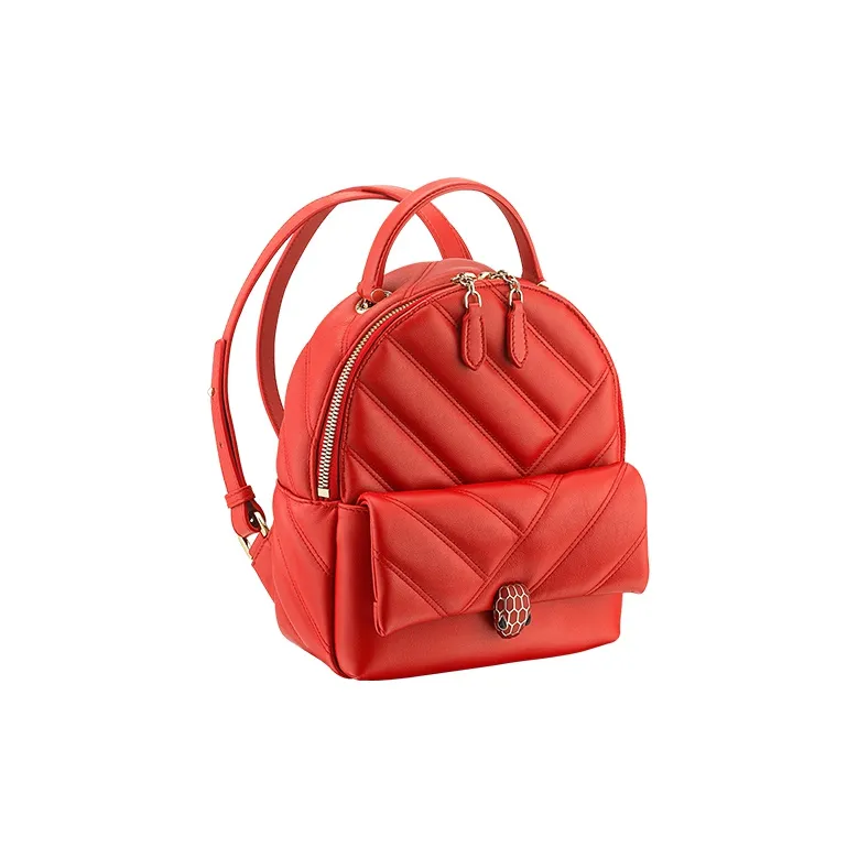 BVLGARI Serpenti Cabochon Cow Leather Backpack Red-1