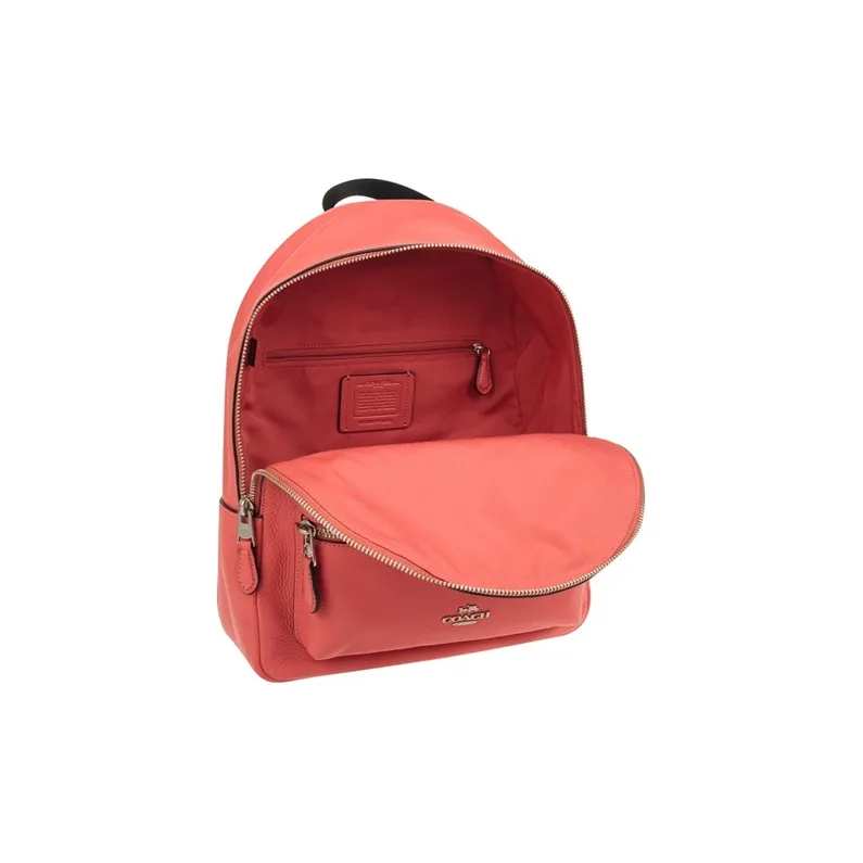 COACH Charlie Cow Leather Backpack Medium Size Women's Coral-2