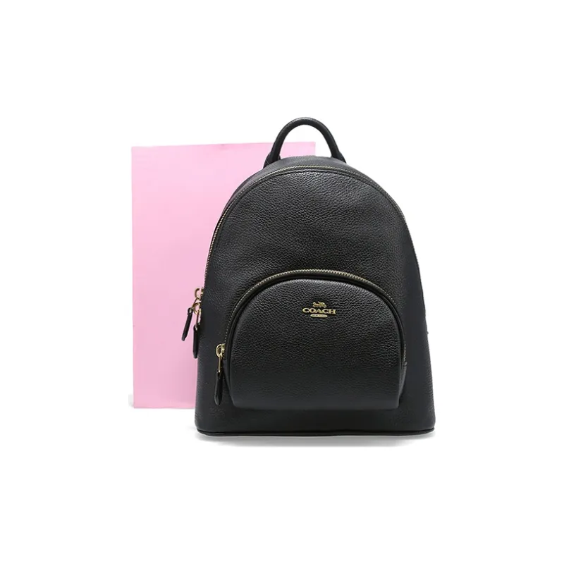 COACH Leather Backpack Small Size Women's Black-4