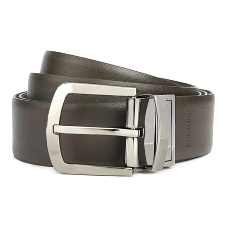 EMPORIO ARMANI Reversible Leather Belt With All over Monogram-1