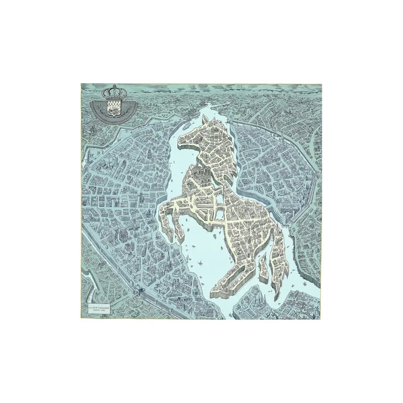 HERMES Silk Scarves Unisex Blue Green-0