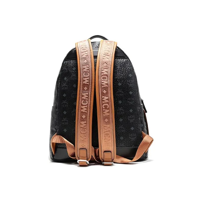 MCM Canvas With Canvas Backpack Large Size Unisex Black-3