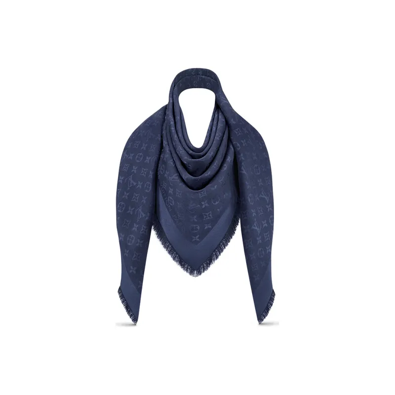 LOUIS VUITTON Monogram Shawls Women's Midnight Blue-0