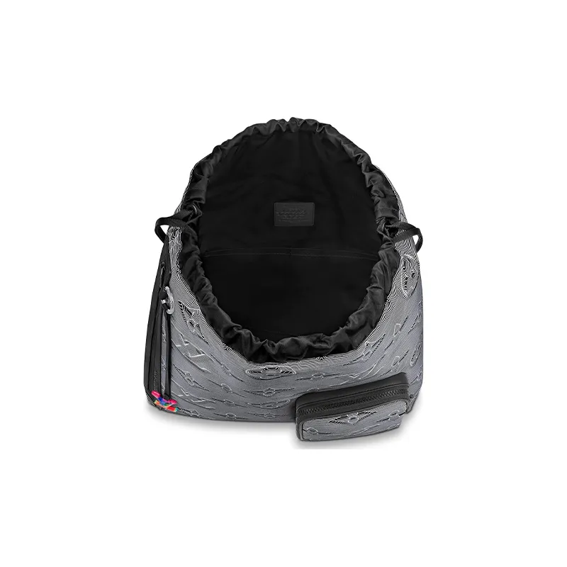 LOUIS VUITTON Drawstring Backpack Monogram 3D Gray/Black-3