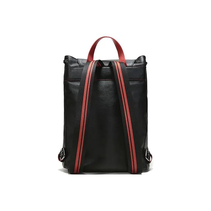 LONGCHAMP 3D Multicolor Cow Leather Laptop Backpack Medium Size Unisex Black Brick Red-3