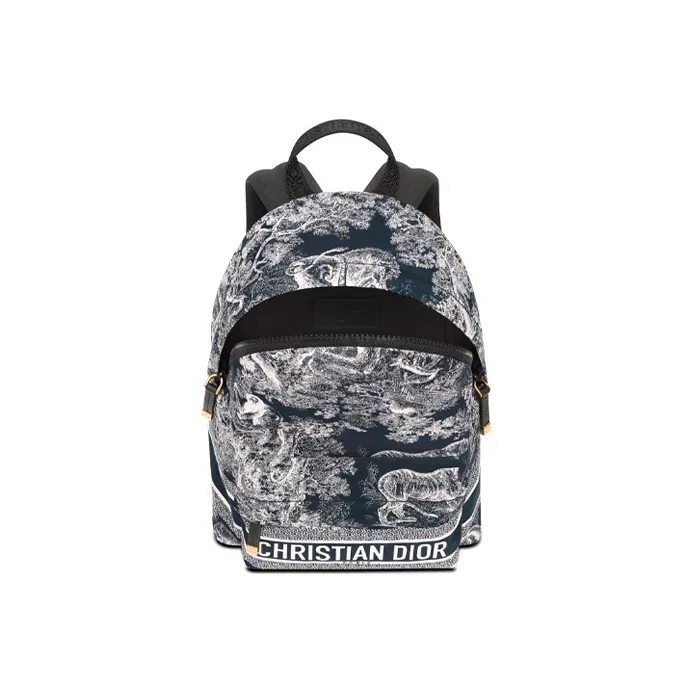 DIOR Fabric Backpack Small Size Women's Blue/Black-4